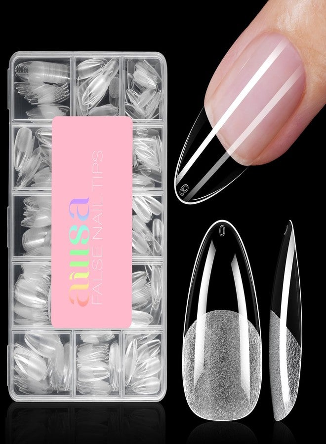 AILLSA Medium Almond Shaped Nail Tips - 15 Sizes 450pcs Acrylic Nails Tip Full Cover Half Matte Nails Tips Press on Nails for DIY Home Salon - Image 1